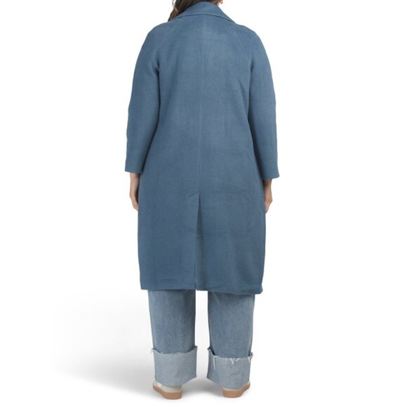 AVEC LES FILLES Bluestone Plus Wool Blend Notch Collar Coat - Picture 2 of 2